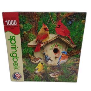 Springbok Feathered Retreat 1000 Piece Jigsaw Puzzle Birds Birdhouse Sealed